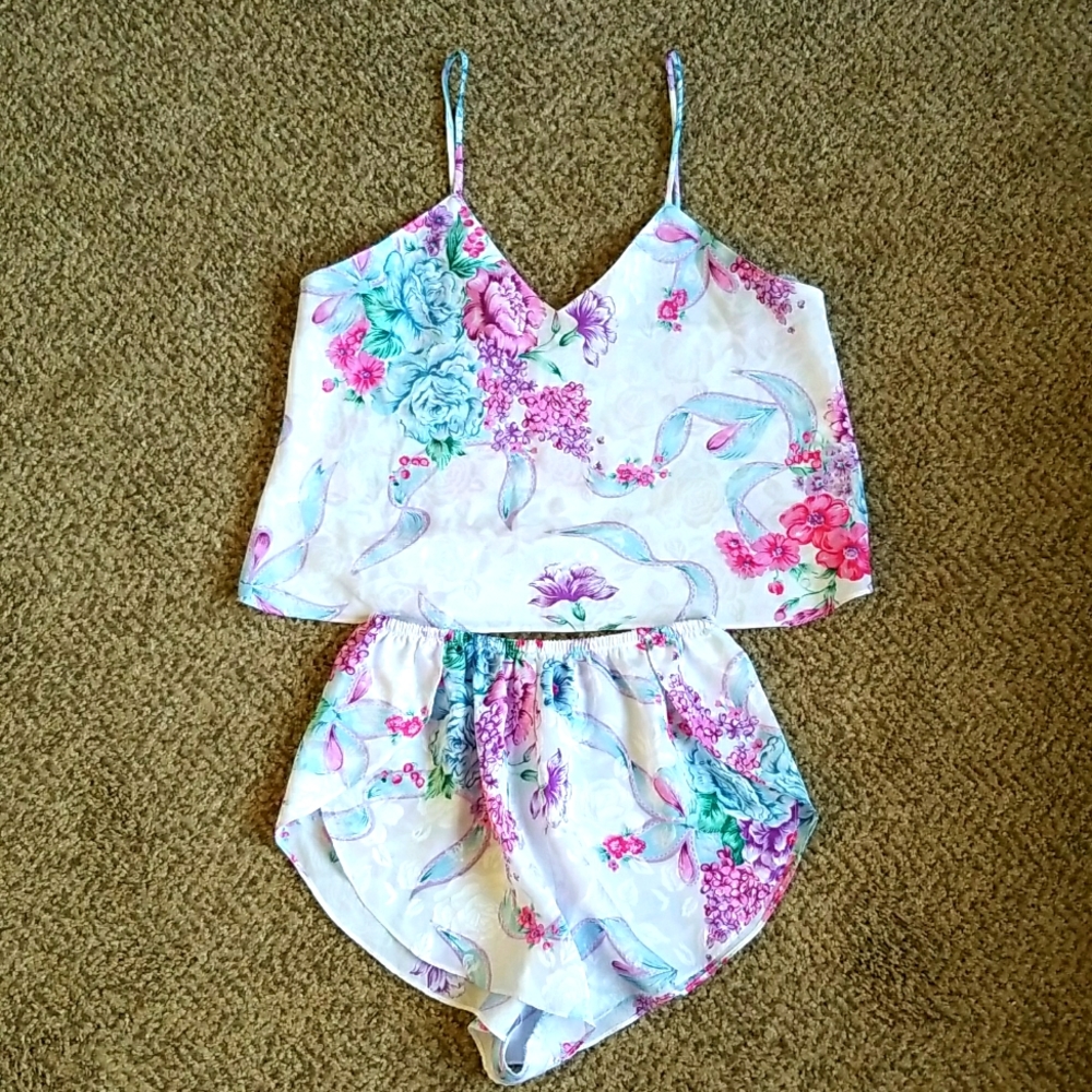 Vintage Intimate Affair Satin Cami Set Size M
